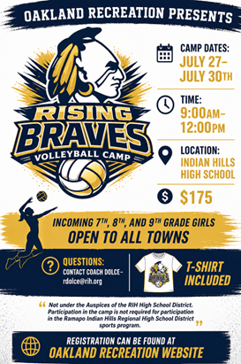 Flyer for Girls Volleyball Camp