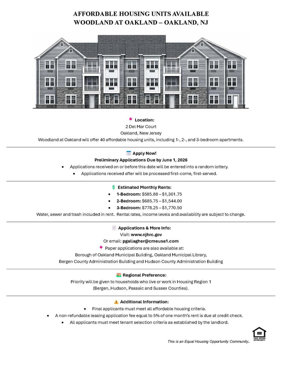 Flyer with image of condo complex with application information.