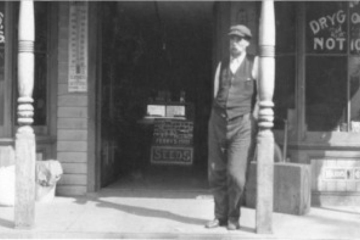 There is perhaps no better picture than this to depict Main Street in Oakland around 1915. Here we see Albert McNomee standing in front of his general store gazing down an unpaved Main Street (now Ramapo Valley Road) toward the old Oakland train station that was to be torn down in 1959.