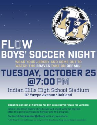 FLOW boys soccer night flyer