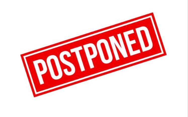 Postponed in white letters with red background.